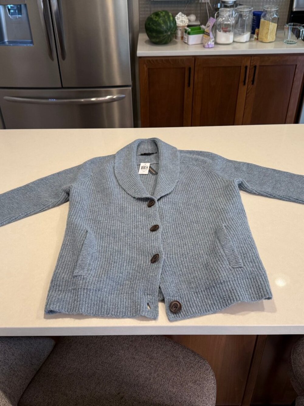Pendleton Gray Rib Knit Shawl Collar Cardigan NWT